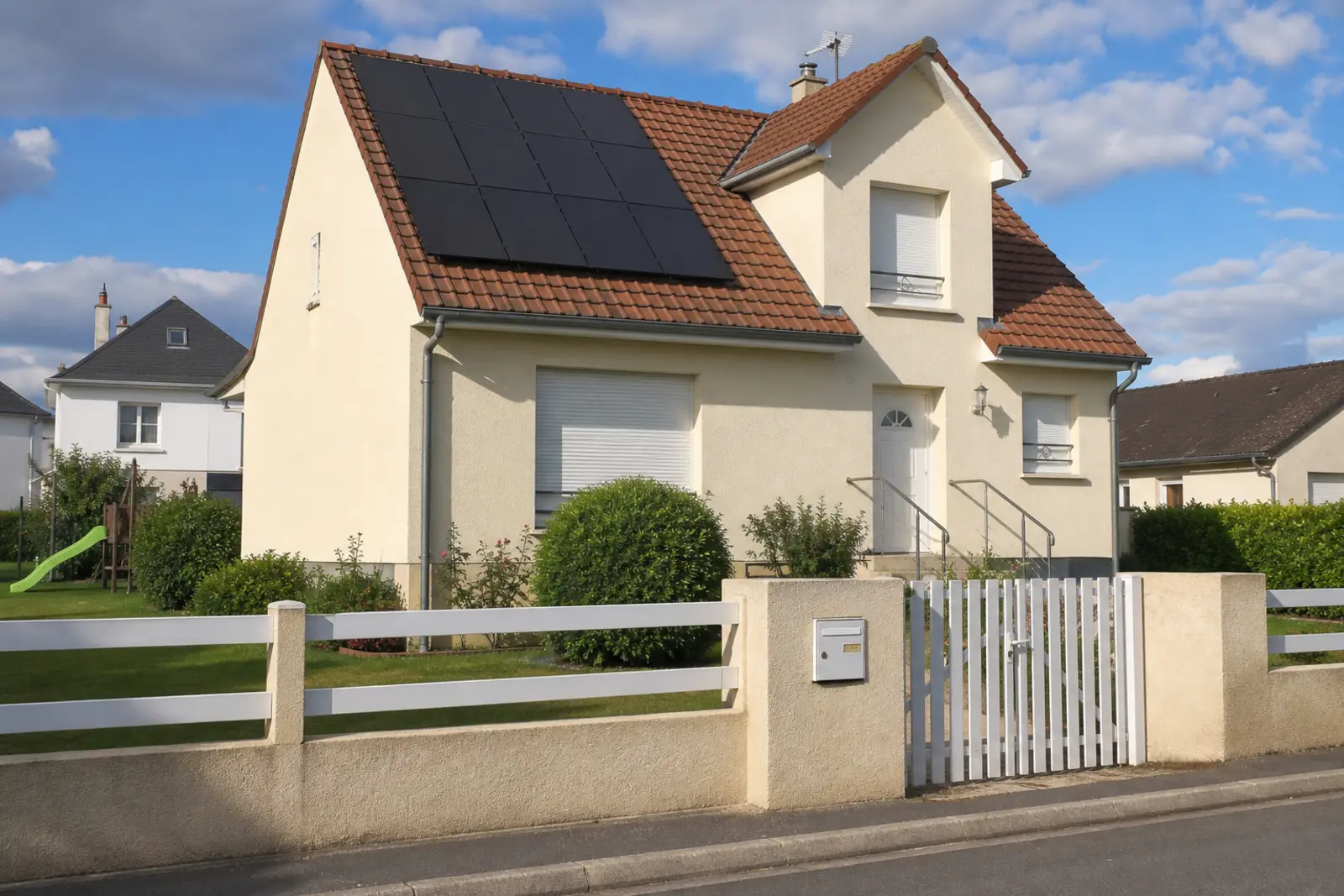 Installation de panneaux solaires avec batterie sur une maison